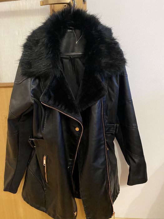 Nowa kurtka z eko skory z kozuszkien