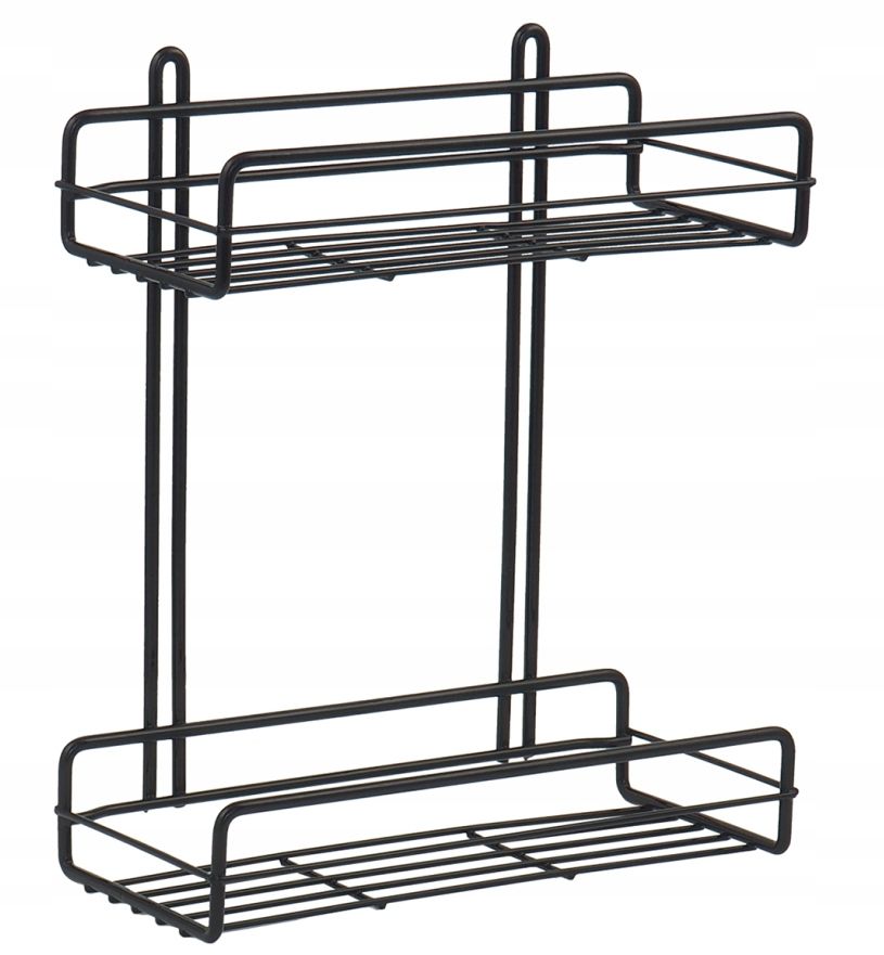 Czarna Półka Łazienkowa Do Kabiny 2 Poziomy Nano 30X25X11Cm Duschy