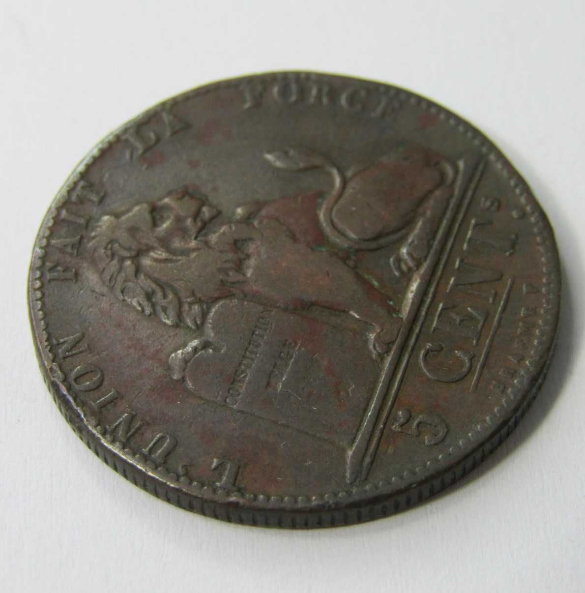 1847 Belgium 5 Cent Copper