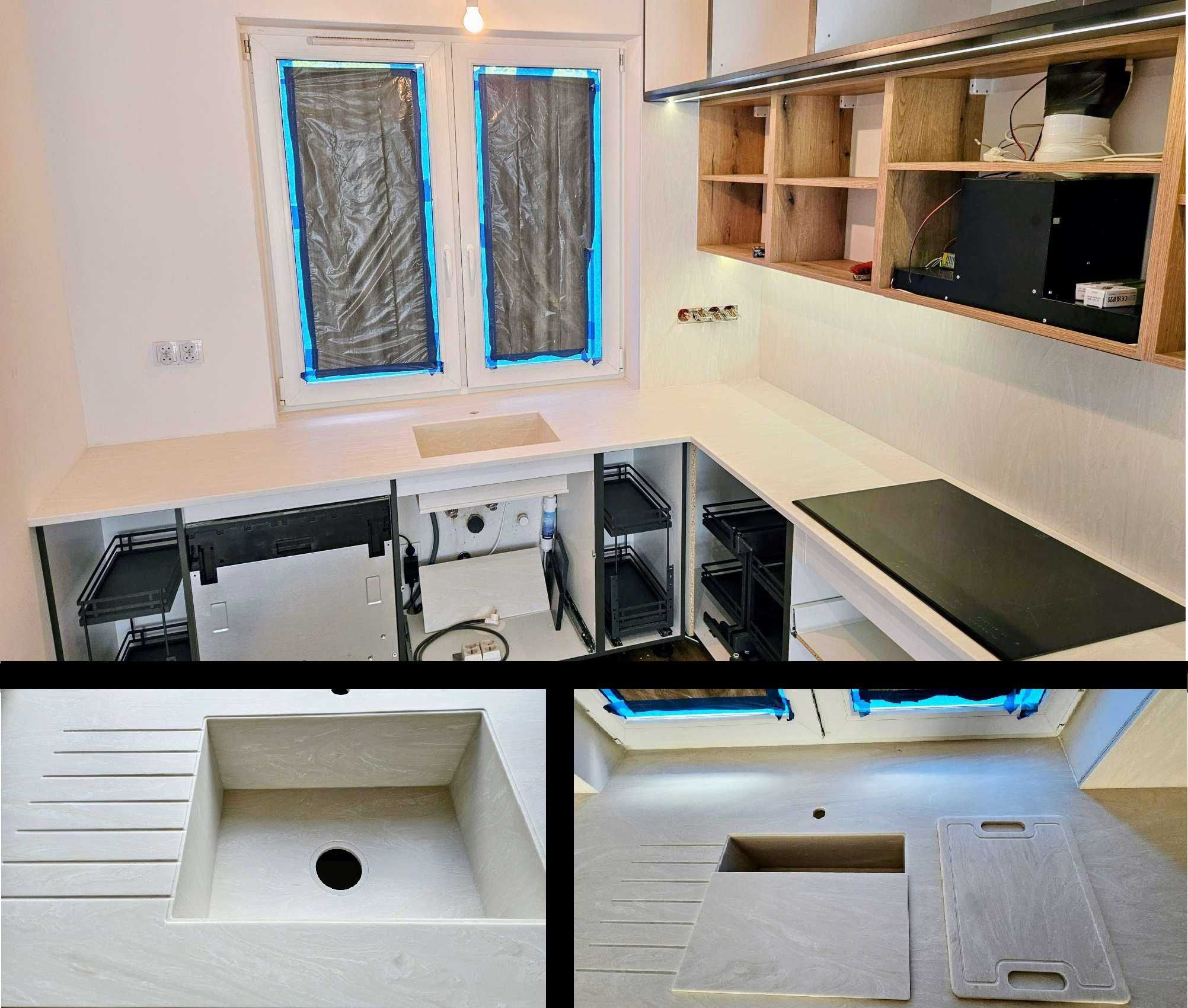 Blat kuchenny kompozyt kamień akrylowy Grandex Corian Staron bez spoin