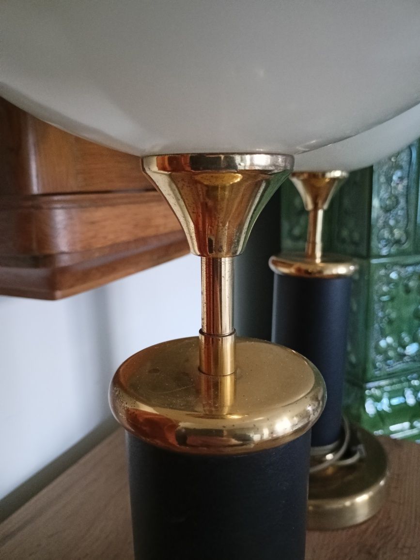 Lampy stołowe mid century modern art deco kule mosiądz vintage