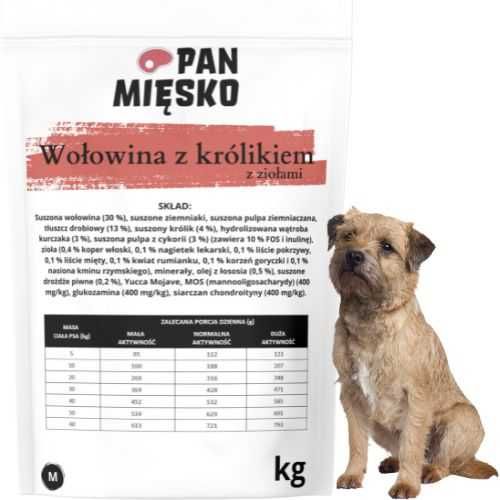 Pan Mięsko z Ziołami Wołowina z królikiem Karma sucha dla psa 1kg