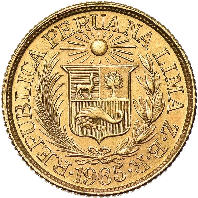 Peru 1/2 Libra 1965 złoto