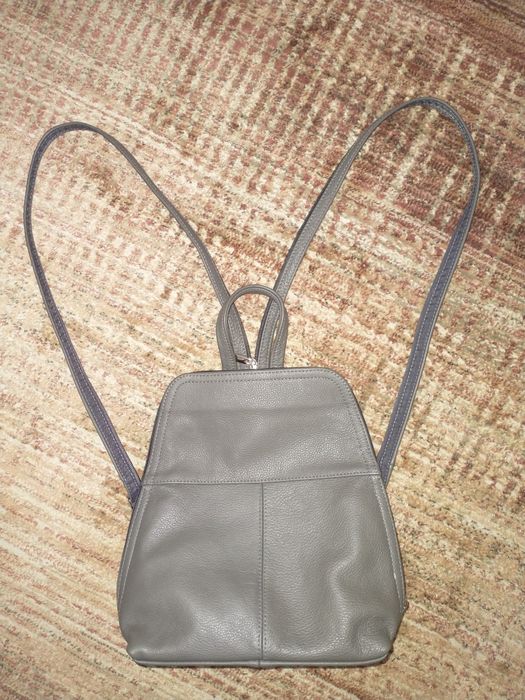 Skórzany plecak torebka szary/siwy