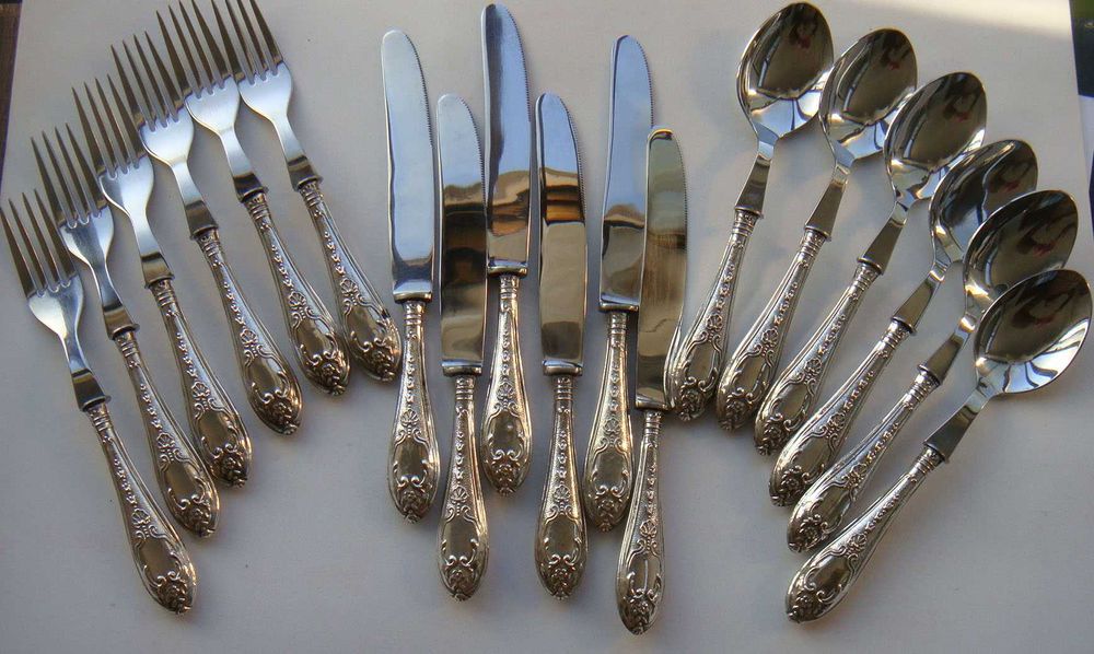 Faqueiro de 18 peças em PRATA Águia de 6 Garfos + 6 Facas + 6 Colheres