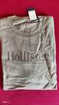 Hollister ciemnobeżowy t-shirt haftowane logo rozm XXL