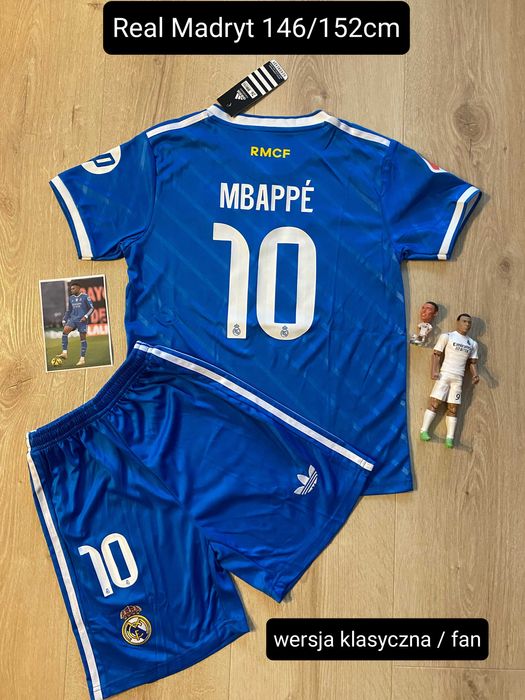 Strój piłkarski komplet Real Madryt Kylian Mbappe 146cm 152cm fan 26