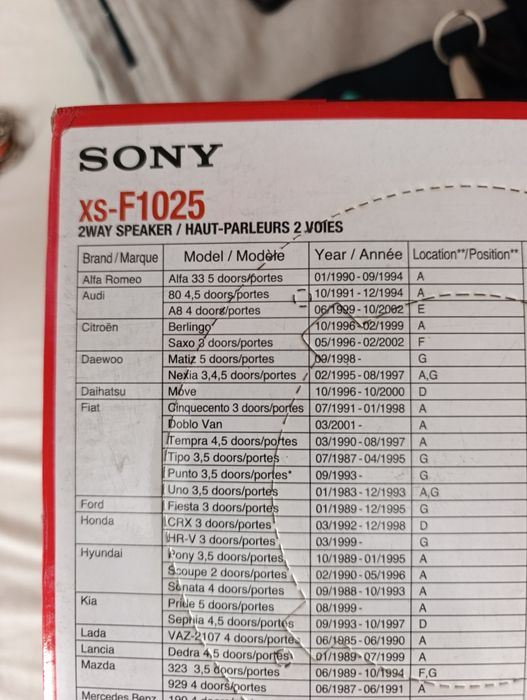 Colunas Sony Xplod XS-F1025