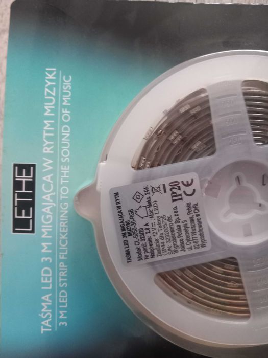 Nowa taśma LED 3m, migająca w rytm muzyki