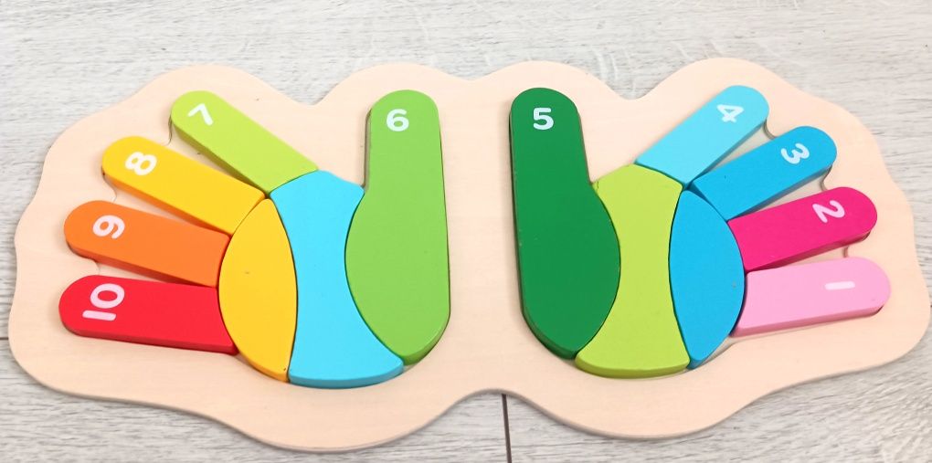 Puzzle Montessori układanka drewniana eko dłonie