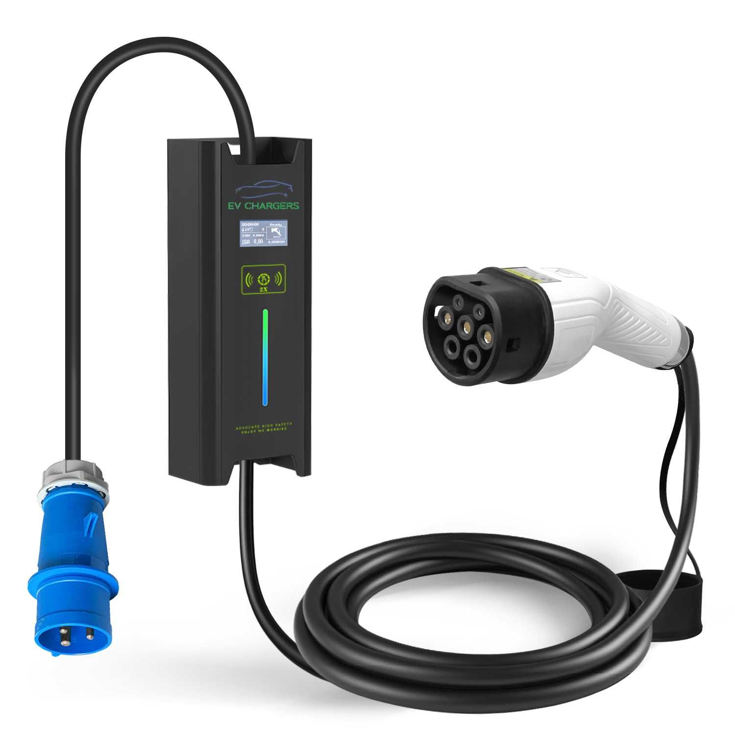 EV CHARGER - CARREGADOR PORTÁTIL 6A-32A TYPE2 MONOFÁSICO (7.4KW)