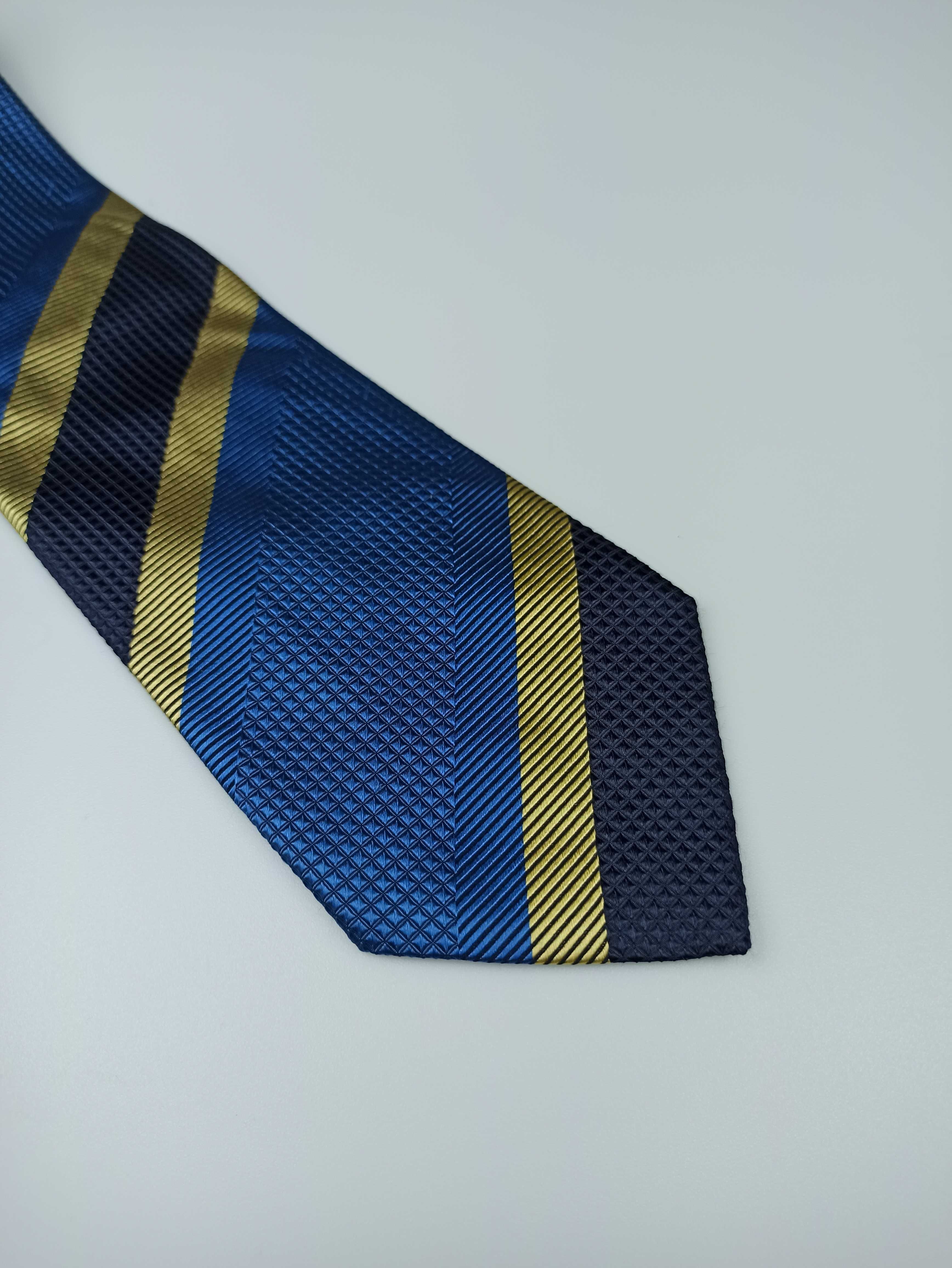 Zanolini włoski niebieski granatowy jedwabny krawat w paski ulu05