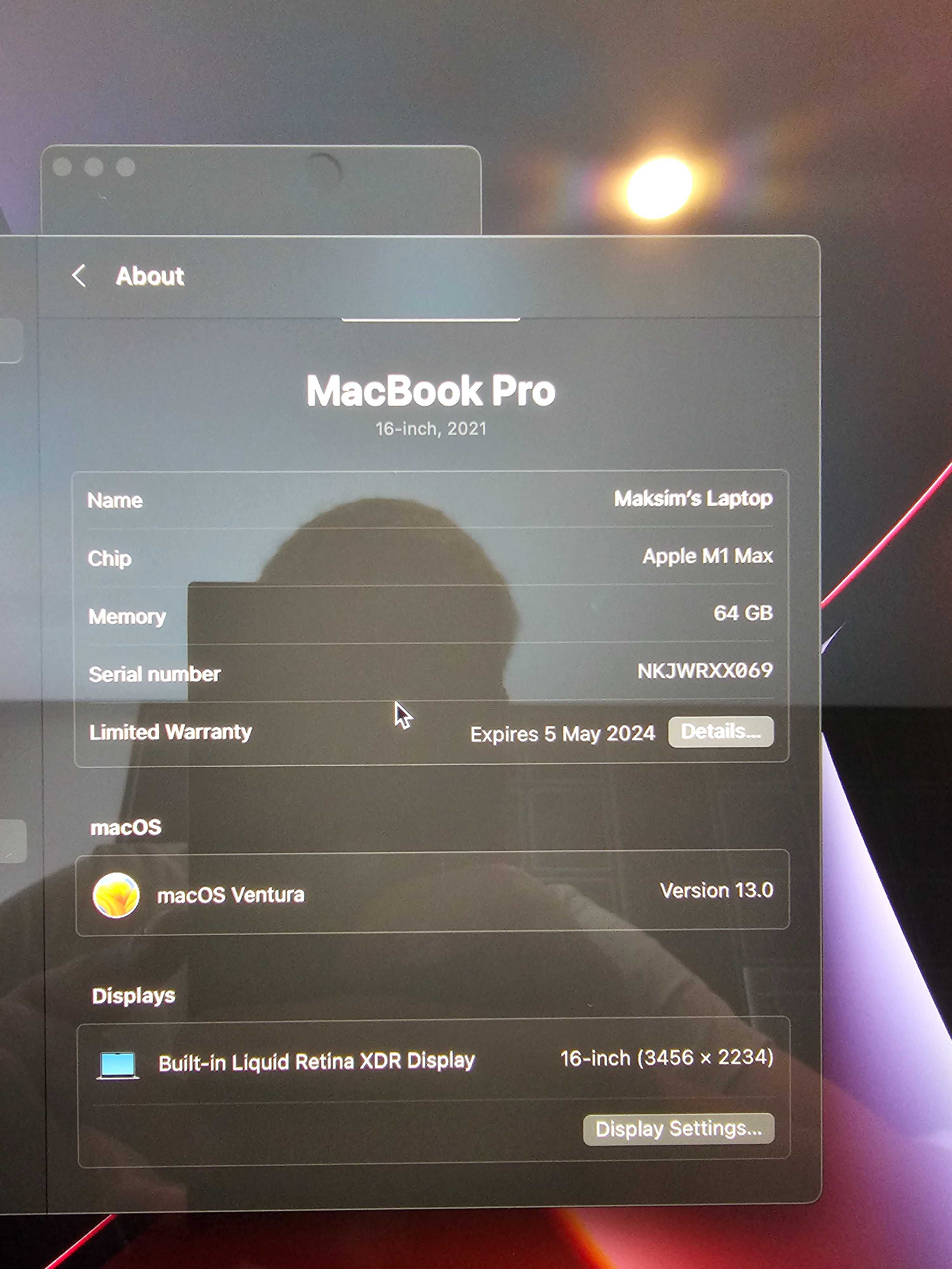 Macbook pro 16' 64ram 1tb m1 max