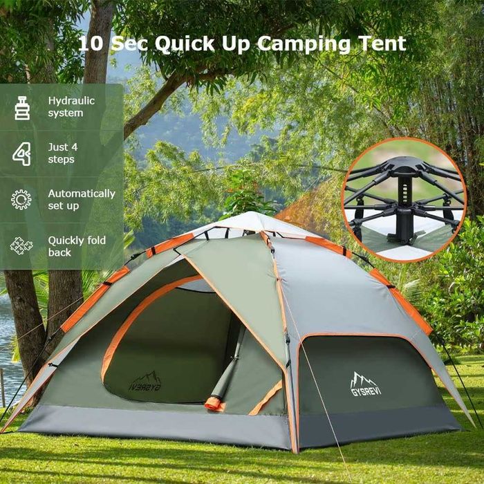 Namiot kopułowy, 3-osobowy, rozkładany, wodoodporny, dwuwarstwowy O152