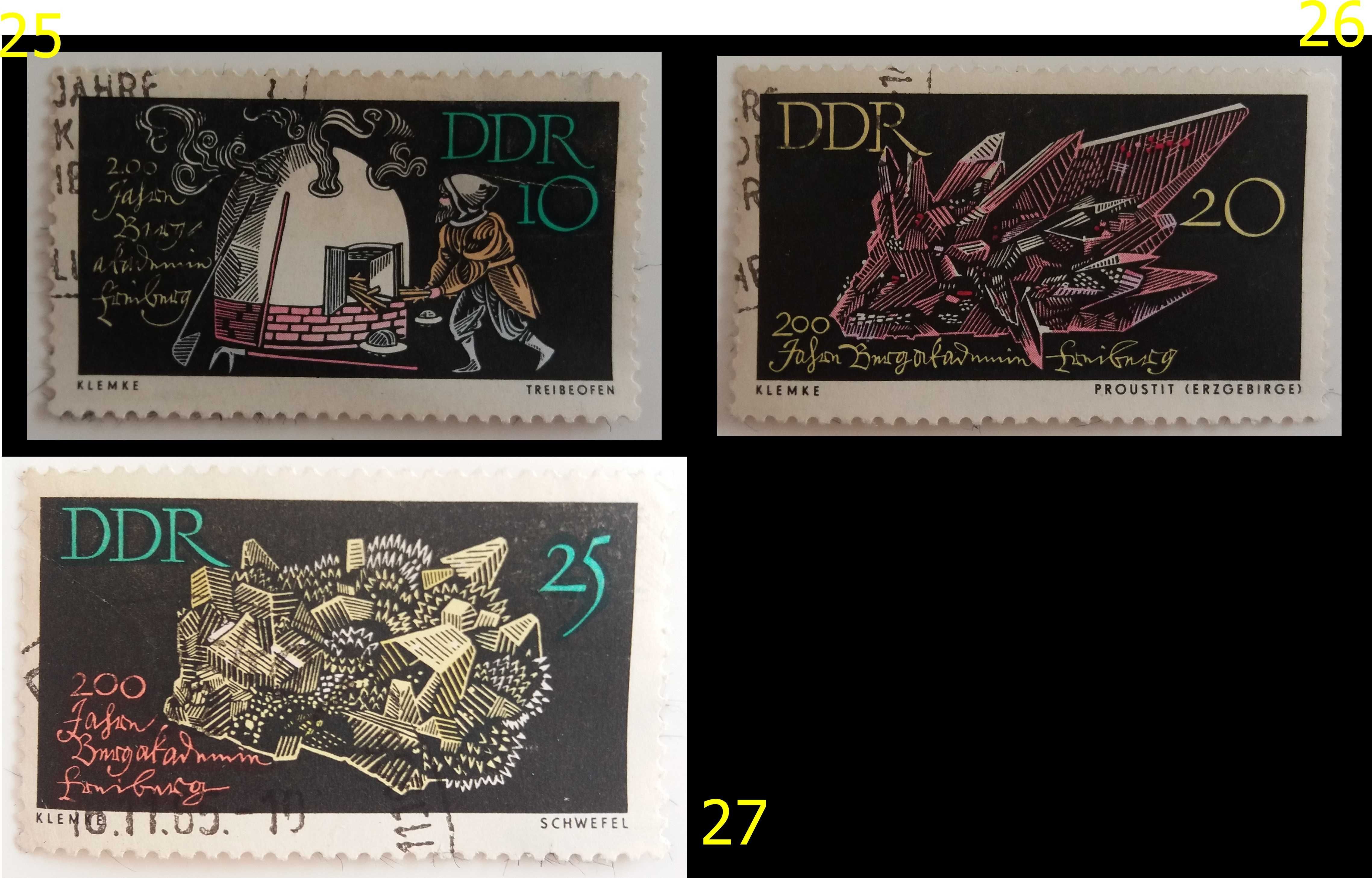 Znaczki pocztowe, NRD 1957-65, 20 sztuk