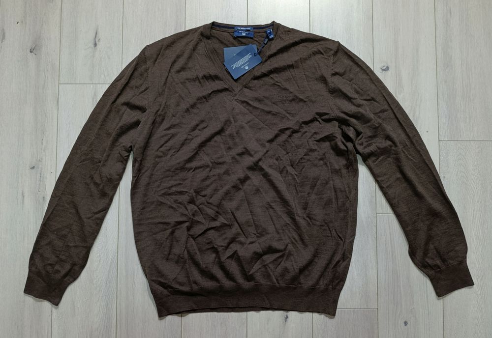 Nowy męski cienki sweterek Gant Fine Merino roz.XXL