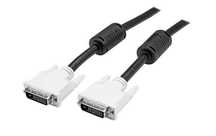 Kabel DVI-D - DVI-D czarny z białymi wtykami, ok 1.8m-2m, nowy