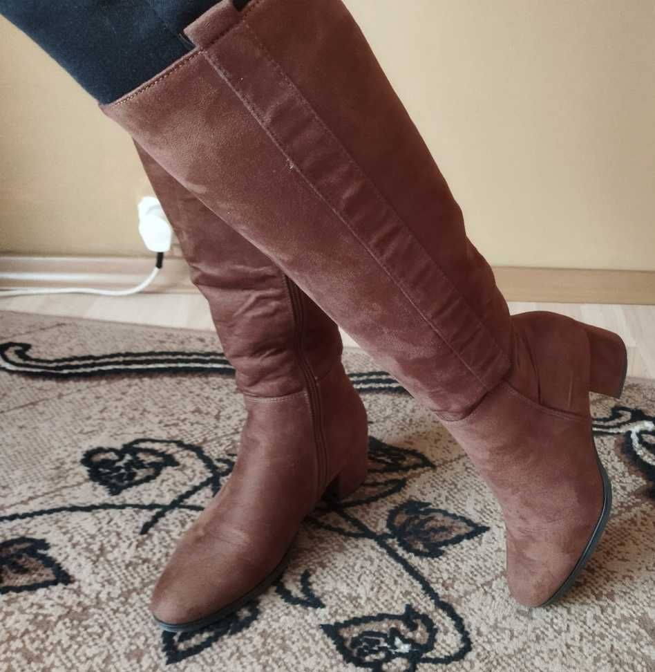Buty Kozaki 38  (37) brązowo rude dwa razy użyte