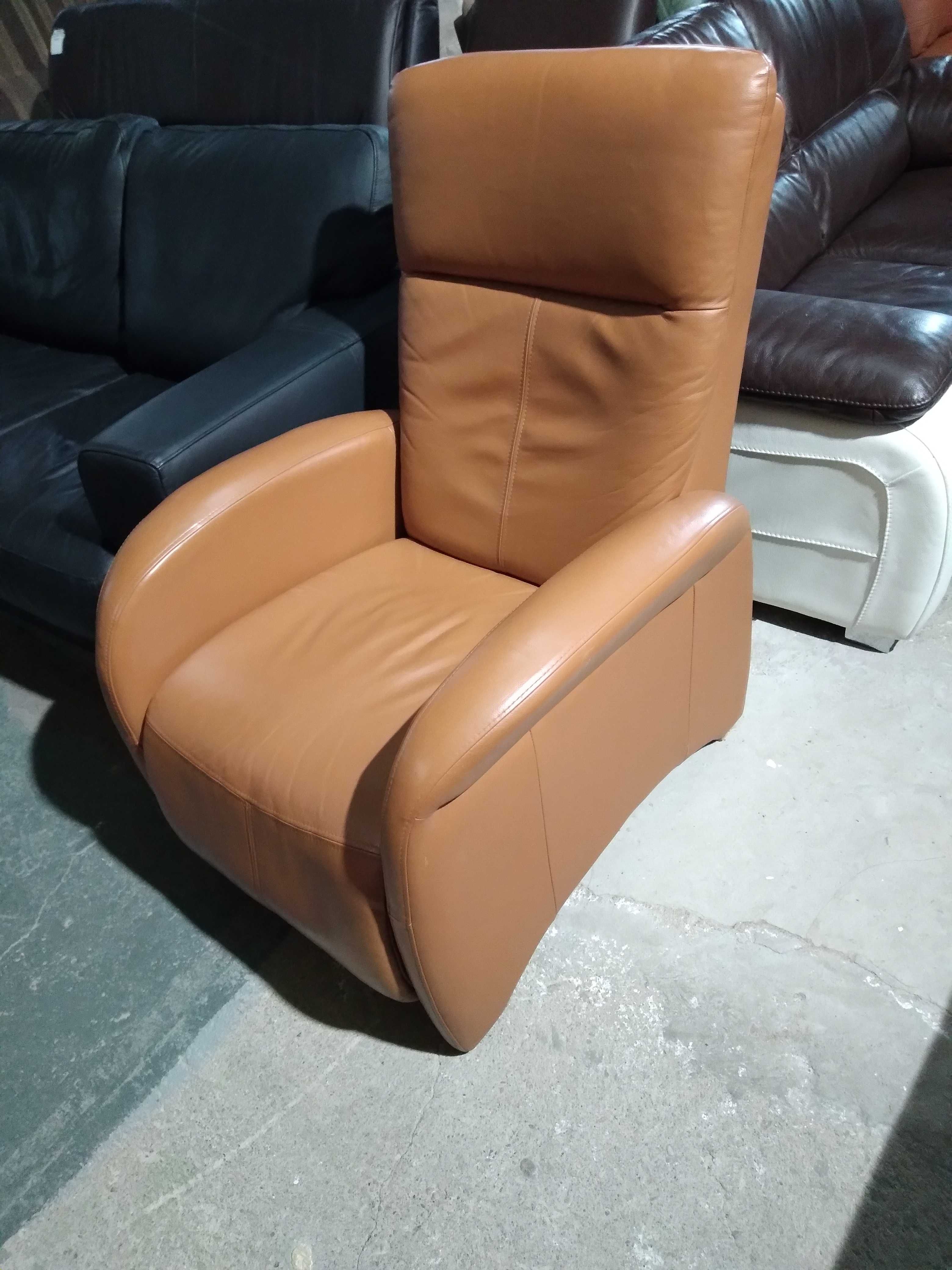 Fotel relax skórzany skóra naturalna rozkładany wygodny FV DOWÓZ