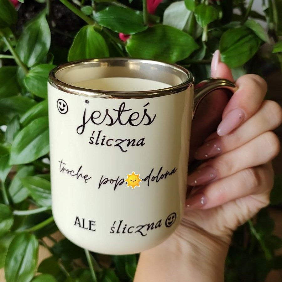 Nasamipl Kubek Elegant różowy Jesteś śliczna trochę 330ml