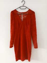 Czerwona koronkowa mini sukienka