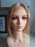 Blond peruka ludzkie włosy prawdziwe naturalne t part siateczka baleya