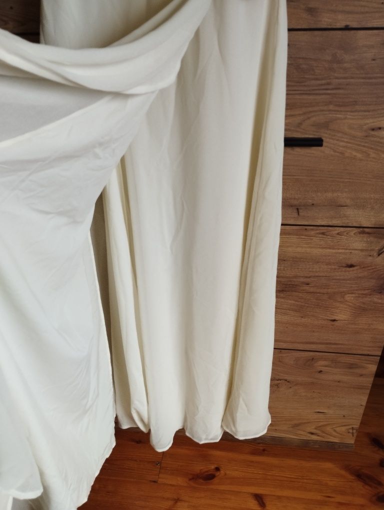 ASOS 40 maxi długa sukienka balowa na wesele kremowa