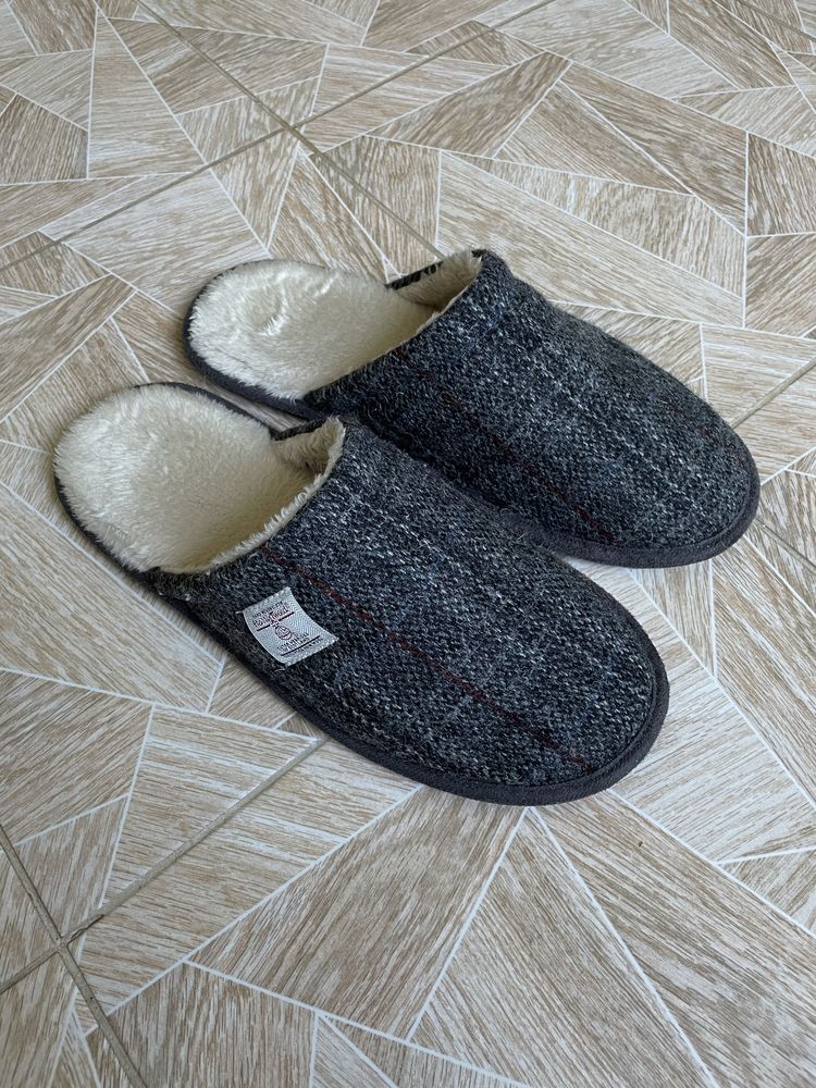 Тапочки Vintage Hype Harris Tweed Wool Checkered Grey Totes Slippers
