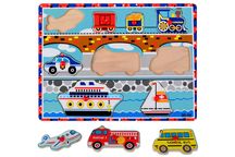 Prezent pod Choinkę - 2x Puzzle drewniane edukacyjne - Pojazdy i Owoce