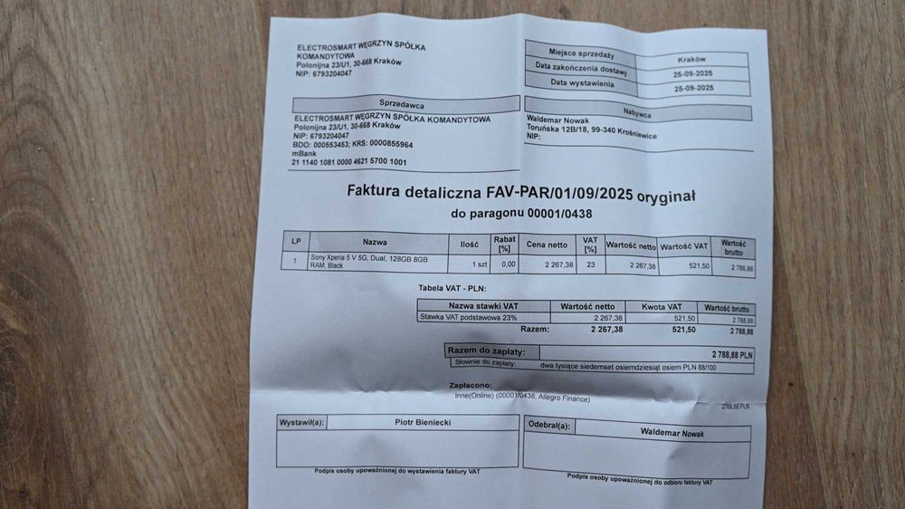 SONY Xperia 5 V -czarny , dwumiesięczny