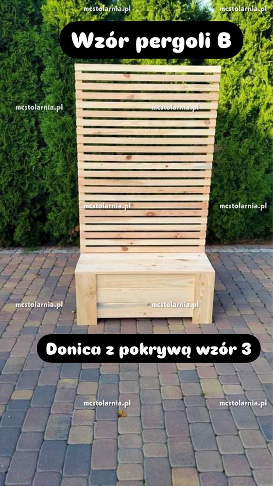 Donica z pergolą pod wymiar meble ogrodowe płot lamelowy na wymiar