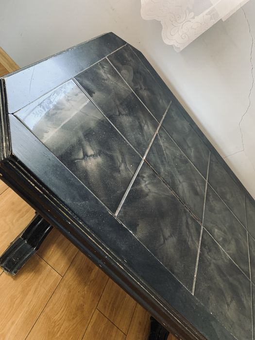 Piekna ława stoł antyk prl retro vintage do renowacji czarna