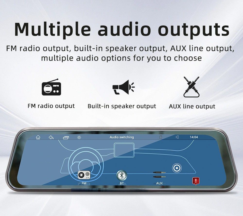 Multimedialny Ekran 10'' w lusterku AndroidAuto/Carplay/Rejestrator