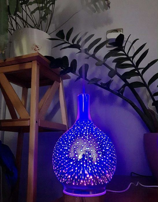 Nawilżacz powietrza dyfuzor zapachowy z lampką LED efektem płomienia