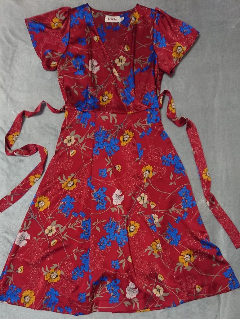 Сукня Louche розмір XS нова темно-червона квітковий орнамент
