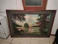Quadro de Paisagem Natural – Montanha, Lago e Floresta