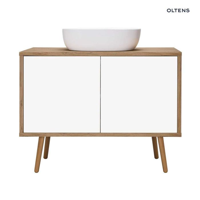 Szafka 95 cm podumywalkowa biały połysk/dąb naturalny Oltens Hedvig