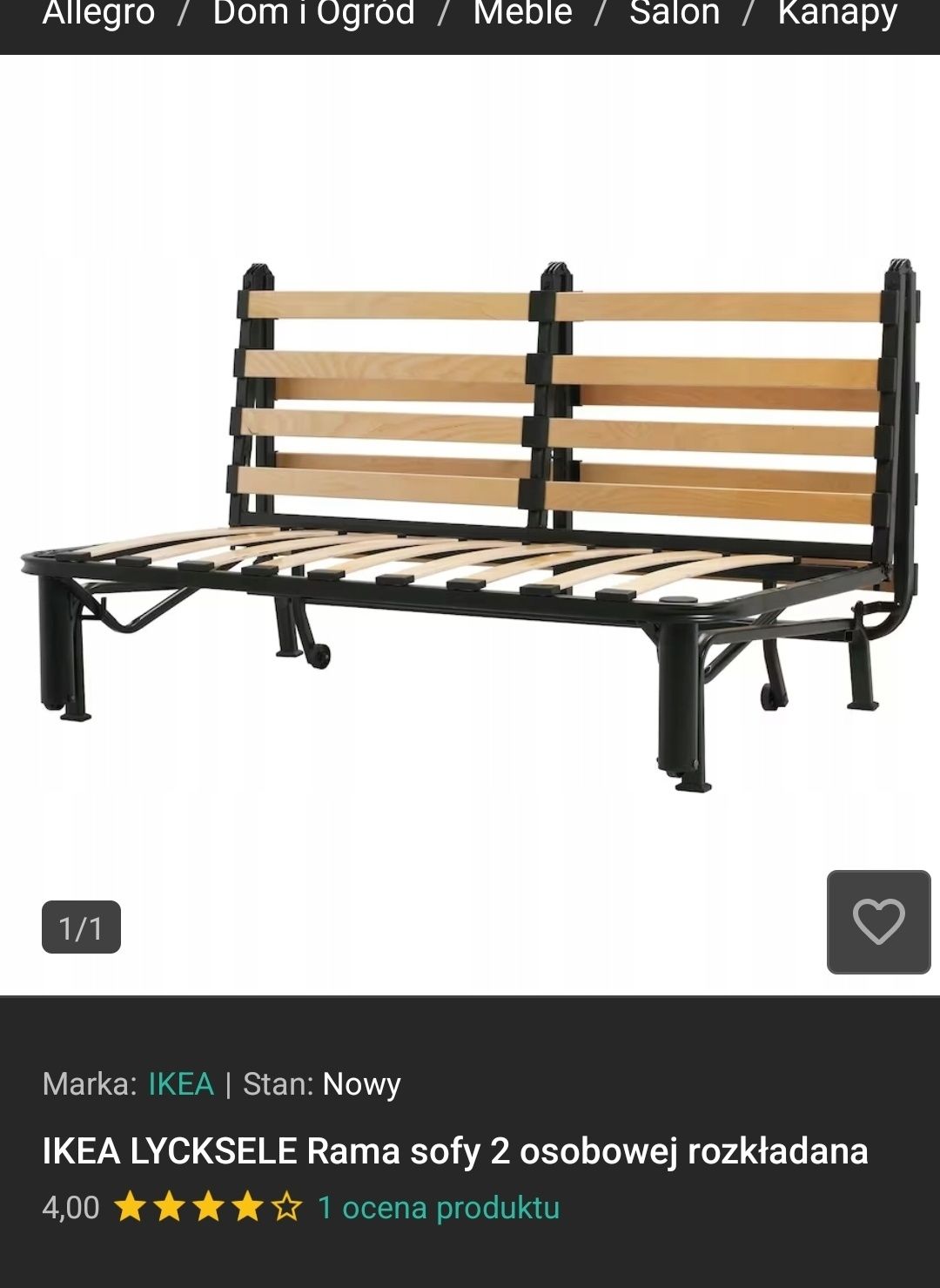 Rozkładana 2-osobową sofę (typ LYCKSELE IKEA)