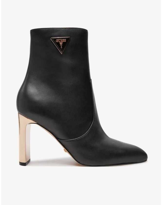 Guess Botki na obcasie Caitte FLDCAT LEA10 Czarne skórzane Premium R40