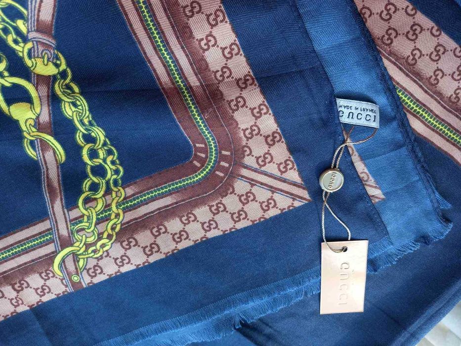 Gucci палантин 180х86 см шарф кашемир шелк двусторонний