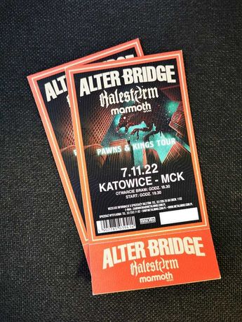 2 Bilety na koncert Alter Bridge + Halestorm 7.11.2022 Katowice MCK