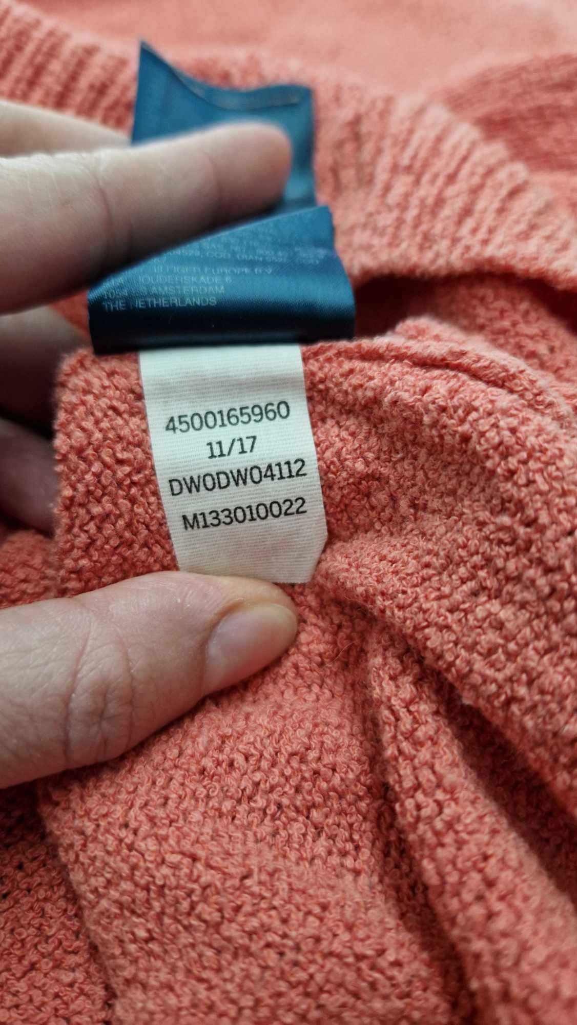 Koralowy sweter • męski • okrągły dekolt • Tommy Jeans 38/M • bawełna