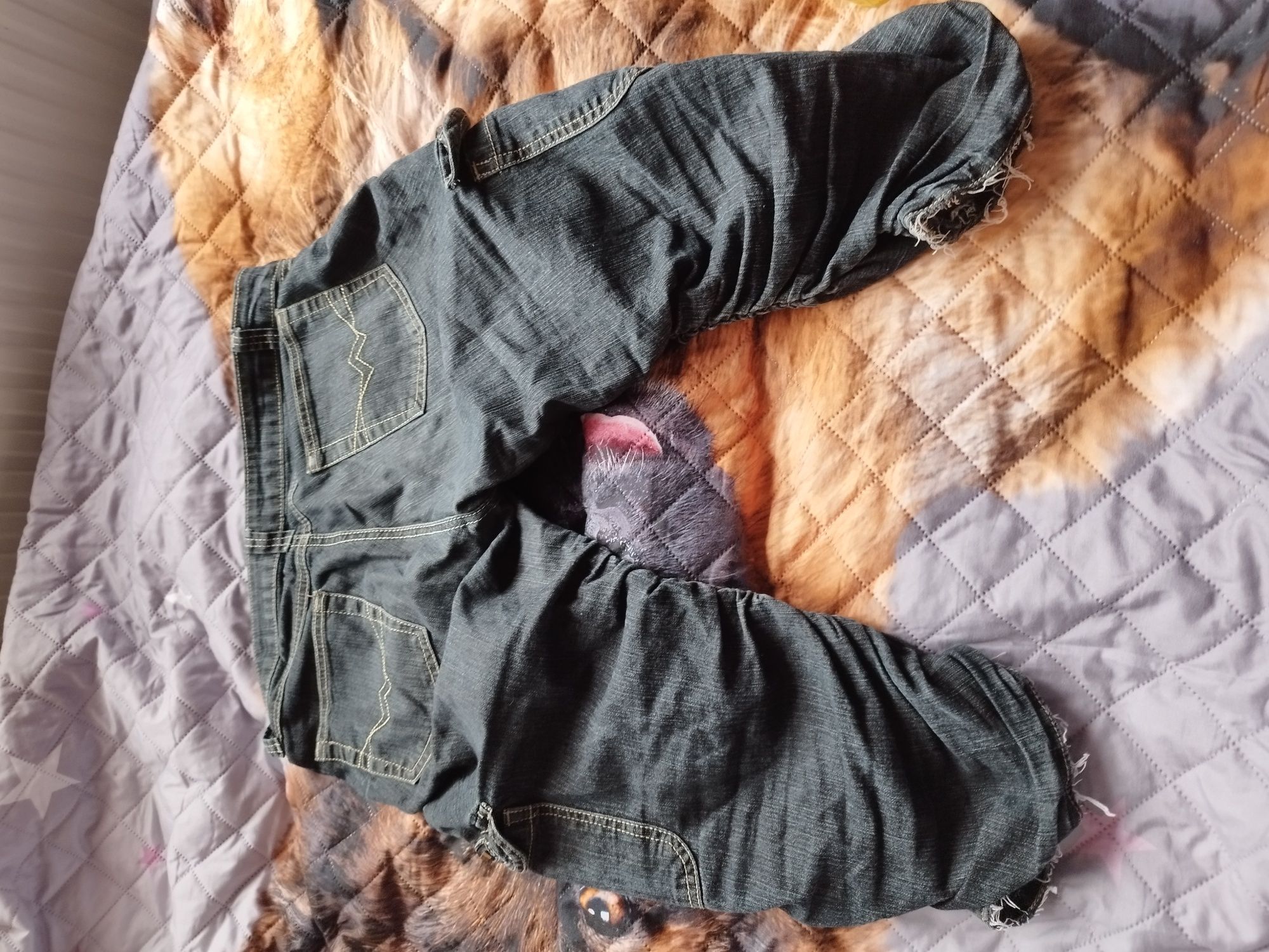 Czarne rybaczki bojówki jeansowe L