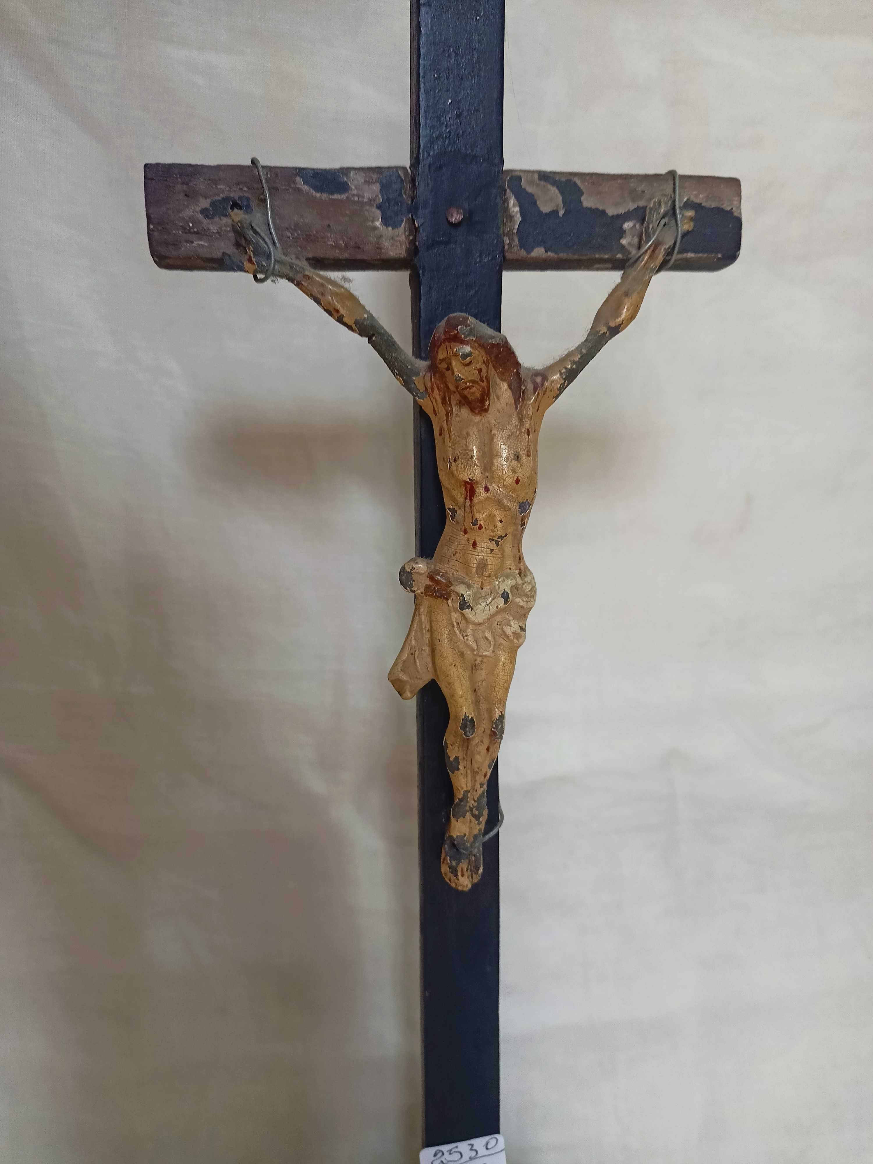 Crucifixo Madeira Policromada Séc XVIII XIX