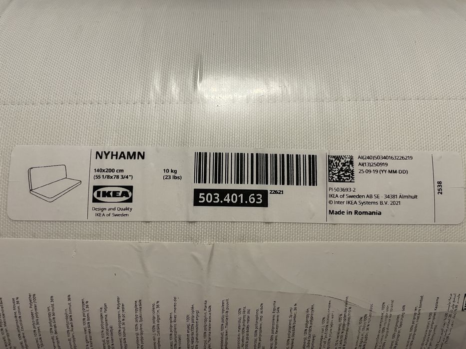 Nowy materac z Ikea do sofy Nyhamn Beddinge