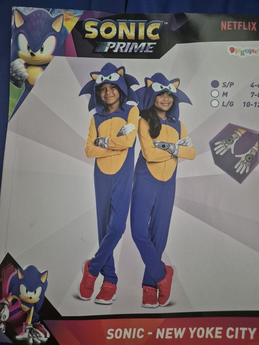 Strój karnawałowy Sonic roz. S 4-6 lat