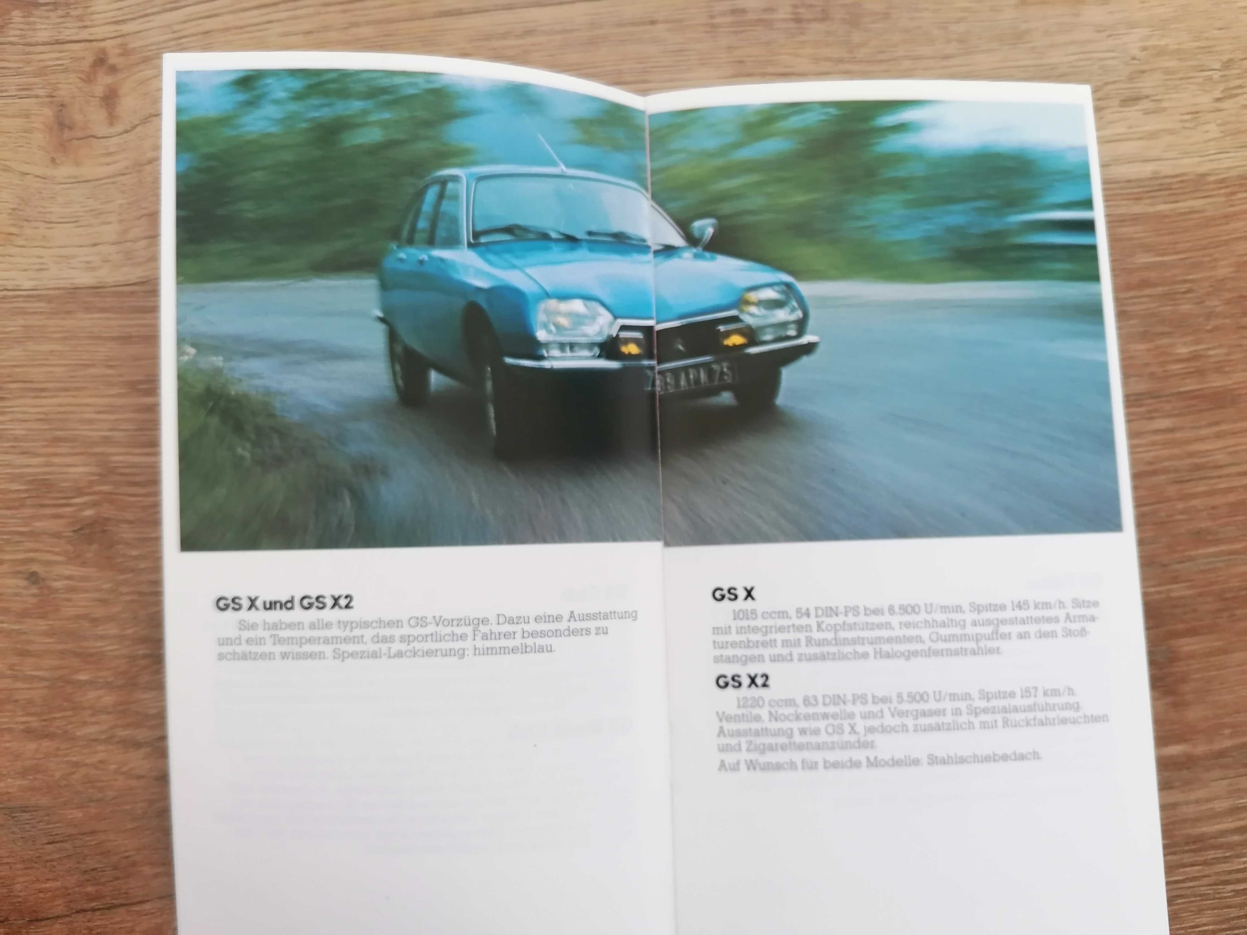 Prospekt Citroen  2CV, Dyane 6, Mehari, AMI, GS, GSX, CX