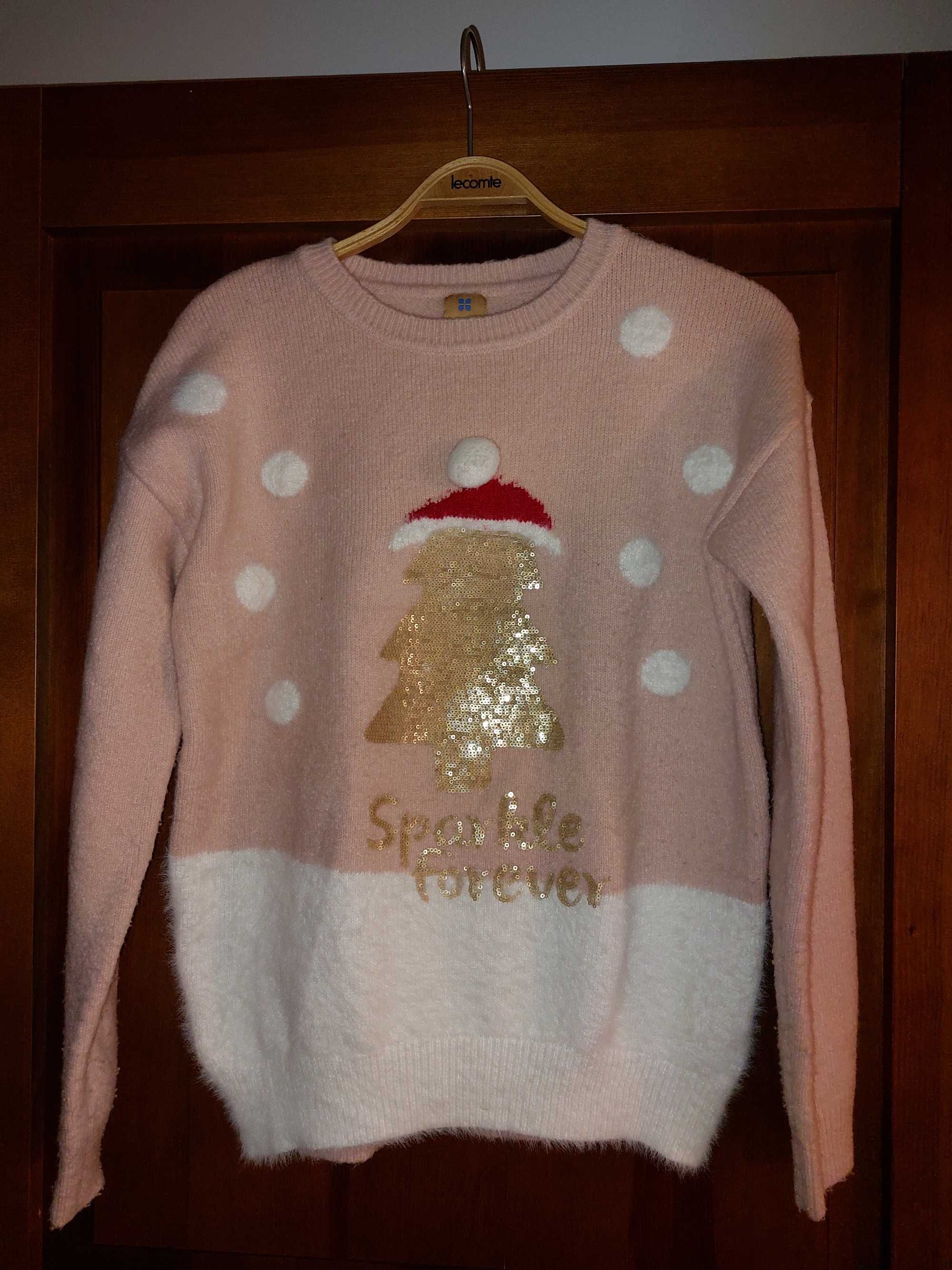 Sweter świąteczny choinka Mikołaj śnieżka
