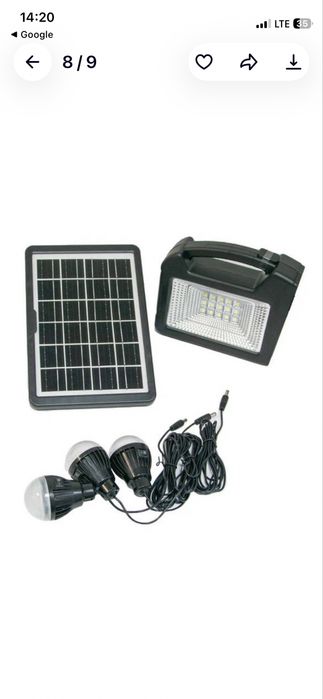 Сонячна станція ліхтар, на 3 лампочки з зарядкою і сонячною панеллю