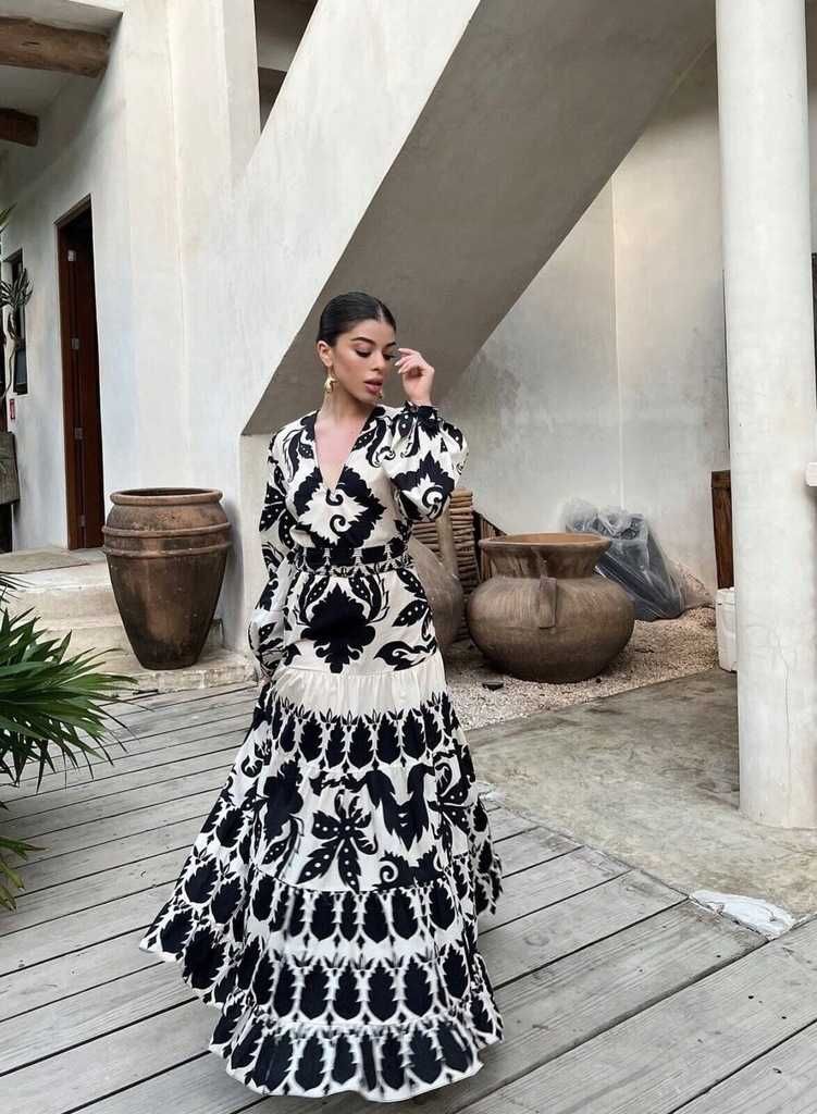 Sukienka Zara roz. S/M maxi bawełna boho orientalna